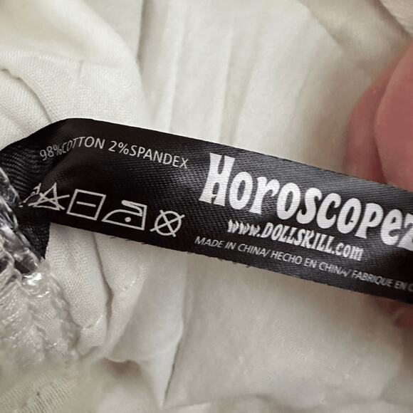 Horoscopez Dolls Kill Celestial Print Pants Sun Moon Stars White Yellow Size S - Picture 8 of 9